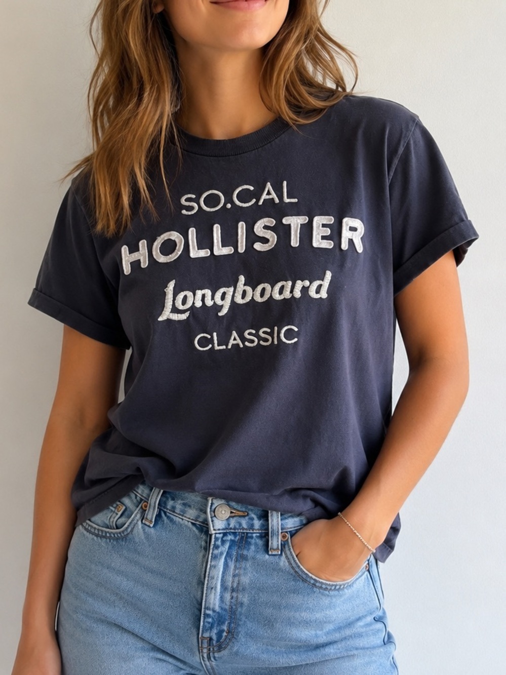 Hollister SoCal Longboard Classic Graphic T-Shirt Navy Blue XL